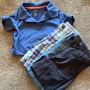 Oshkosh Polo and 2 pairs of chino shorts and pair of grey shorts - 4T